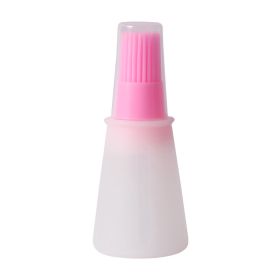 Silicone Flat-bottomed Barbecue Oil Bottle Brush BBQ Brushes (Color: Pink)